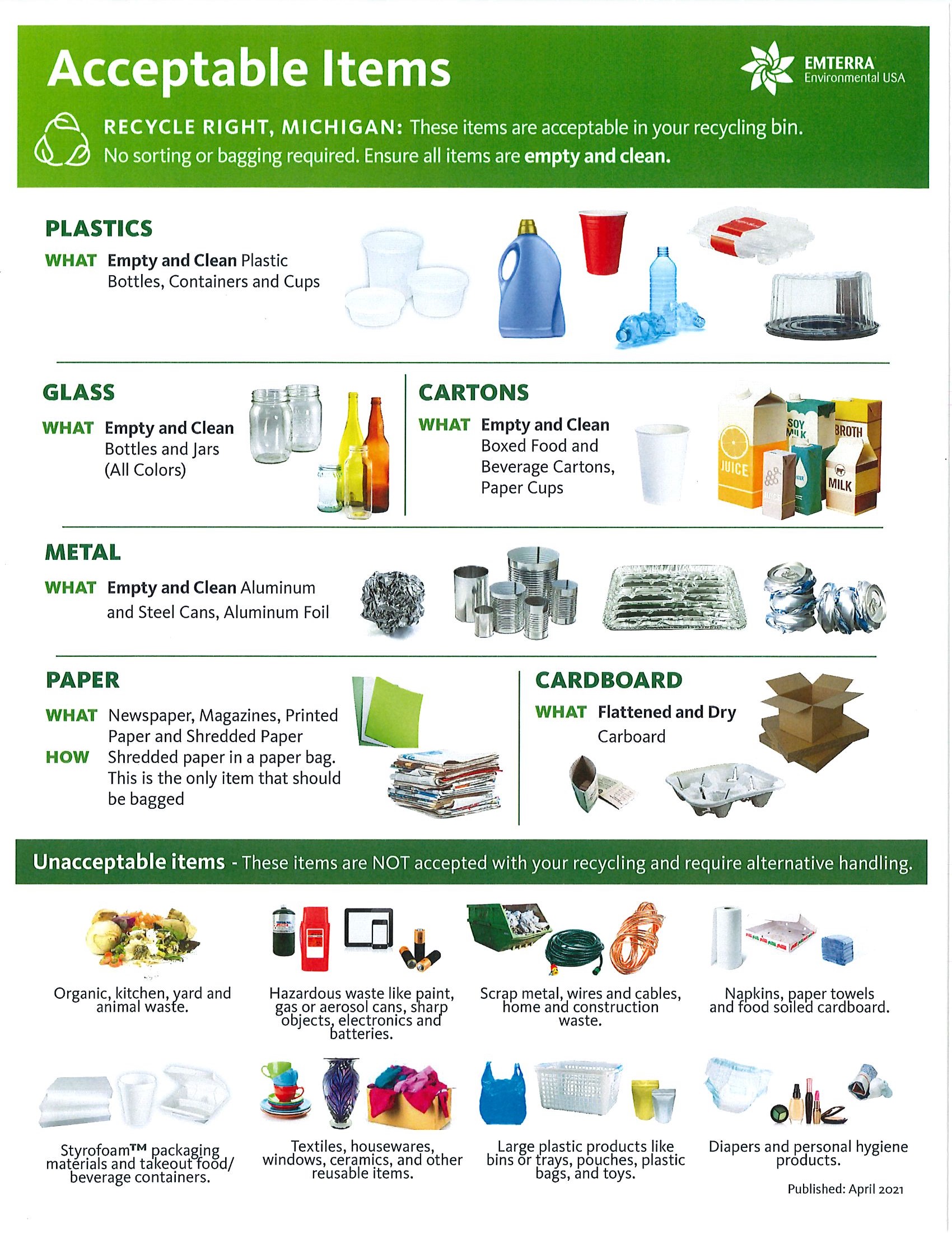 List or Recyclable Items
